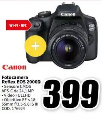 MediaWorld Canon Fotocamera Reflex EOS 2000D offerta