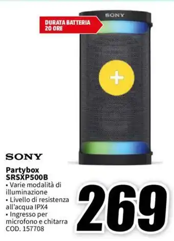 MediaWorld SONY Partybox SRSXP500B offerta