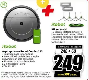 MediaWorld Robot Aspirapolvere Robot Combo 113 offerta