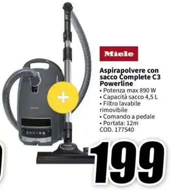 MediaWorld Miele Aspirapolvere con sacco Complete C3 Powerline offerta