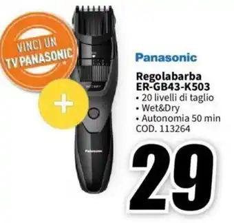 MediaWorld Panasonic Regolabarba ER-GB43-K503 offerta