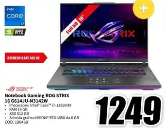 MediaWorld Notebook Gaming ROG STRIX 16 G614JU-N3142W offerta