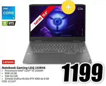 MediaWorld Lenovo Notebook Gaming LOQ 15IRH8 offerta