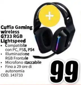 MediaWorld Cuffia Gaming wireless G733 RGB Lightspeed offerta