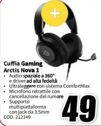 MediaWorld Cuffia Gaming Arctis Nova 1 offerta