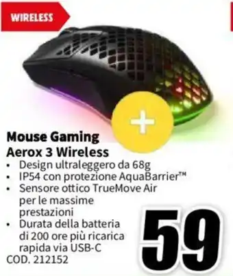 MediaWorld Mouse Gaming Aerox 3 Wireless offerta