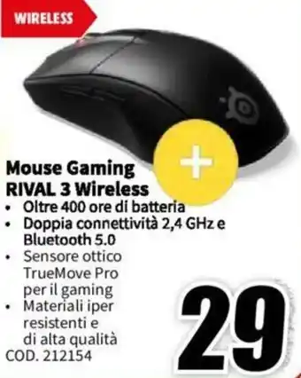 MediaWorld Mouse Gaming RIVAL 3 Wireless offerta