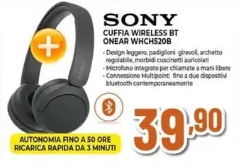 Expert SONY CUFFIA WIRELESS BT ONEAR WHCH520B offerta