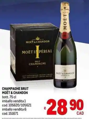 Metro CHAMPAGNE BRUT MOËT & CHANDON bott. 75 cl offerta