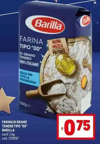Metro FARINA DI GRANO TENERO TIPO "00" BARILLA conf.1 kg cod. 170097 offerta