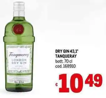Metro DRY GIN 43,1° TANQUERAY bott. 70 cl cod. 168910 offerta