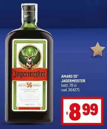 Metro AMARO 35° JAGERMEISTER bott. 70 cl cod. 364271 offerta