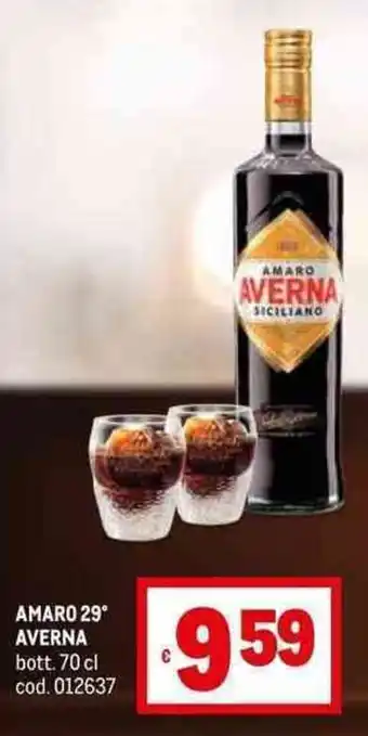 Metro AMARO 29° AVERNA bott. 70 cl cod. 012637 offerta