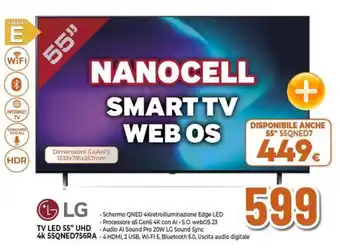 Expert LG TV LED 55" UHD 4k 55QNED756RA offerta