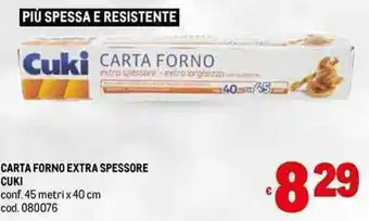 Metro CARTA FORNO EXTRA SPESSORE CUKI conf. 45 metri x 40 cm offerta