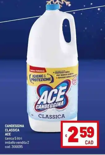 CANDEGGINA CLASSICA ACE tanica 5 litri imballo vendita 2 cod.366695