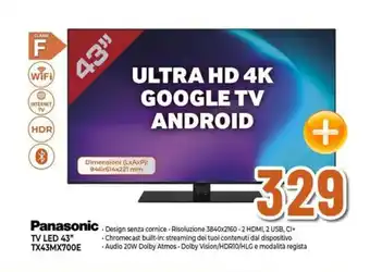 Expert Panasonic TV LED 43" TX43MX700E offerta
