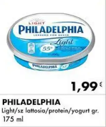 Iper Tosano PHILADELPHIA Light/sz lattosia/protein/yogurt gr. 175 ml offerta