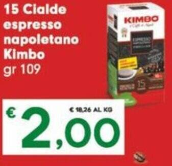 Despar 15 Cialde espresso napoletano Kimbo gr 109 offerta