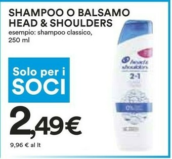 Coop Head & Shoulders Shampoo/ Balsamo offerta