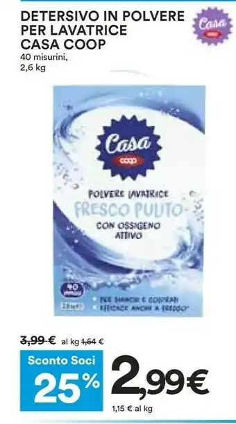 Coop Coop Detersivo In Polvere Per Lavatrice Casa 40 Misurini offerta