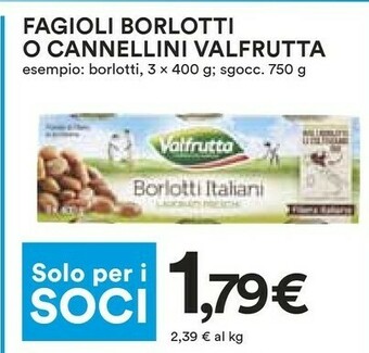 Coop Valfrutta Fagioli Borlotti Biologici 400 G(ml) offerta