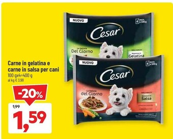 DPiù Cesar Carne In Gelatina E Carne In Salsa Per Cani offerta