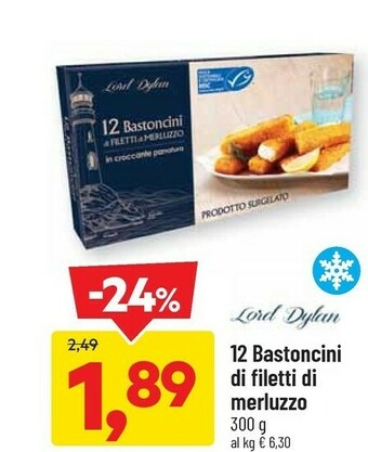 DPiù Lord dylan 12 Bastoncini Di Filetti Di Merluzzo offerta