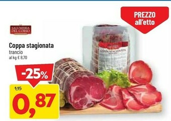 DPiù Salumeria del corso Coppa Stagionata Trancio offerta