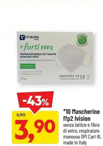 DPiù Ivision 10 Mascherine Ffp2 offerta