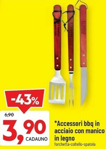 DPiù Dpiu Accessori Bbq In Acciaio Con Manico In Legno offerta