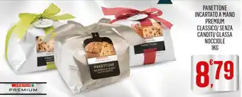 Despar PANETTONE INCARTATO A MANO PREMIUM CLASSICO/ SENZA CANDITI/ GLASSA NOCCIOLE 1KG offerta