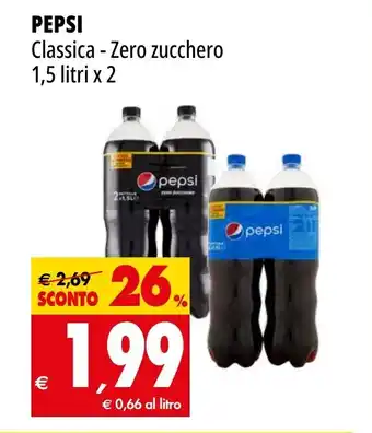 Tigros PEPSI Classica - Zero zucchero 1,5 litri x 2 offerta