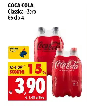Tigros COCA COLA Classica - Zero 66 cl x 4 offerta