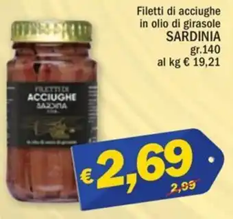 Ard Discount Filetti di acciughe in olio di girasole SARDINIA gr.140 offerta