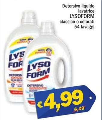Ard Discount Detersivo liquido lavatrice LYSOFORM classico o colorati 54 lavaggi offerta