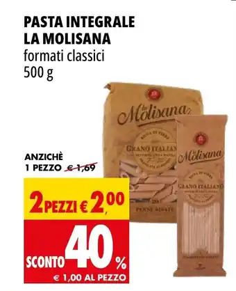 Tigros PASTA INTEGRALE LA MOLISANA formati classici 500 g offerta