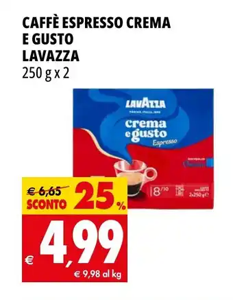 Tigros CAFFÈ ESPRESSO CREMA E GUSTO LAVAZZA 250 g x 2 offerta