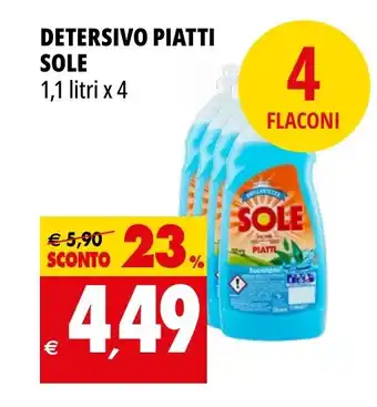 Tigros DETERSIVO PIATTI SOLE 1,1 litri x 4 offerta