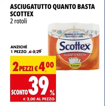 Tigros ASCIUGATUTTO QUANTO BASTA SCOTTEX 2 rotoli offerta