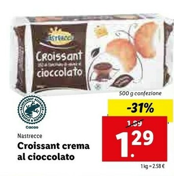 Lidl Nastrecce Croissant Farcitura Di Crema Al Cioccoato 500 G(ml) offerta