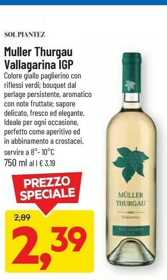 DPiù Solpiantez Muller Thurgau Vallagarina Igp offerta