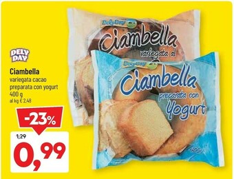 DPiù Delyday Ciambella Variegata Cacao Preparata Con Yogurt offerta