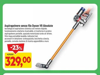 Dyson V8 Absolute Senza Sacchetto Nichel, Giallo