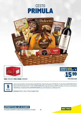 Metro CESTO PRIMULA offerta