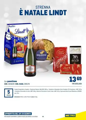 Metro STRENNA È NATALE LINDT offerta