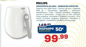 Philips Daily Collection HD9216/80R1 Friggitrice Singolo 0,8 L Indipendente 1425 W Friggitrice Ad Aria Calda Bianco