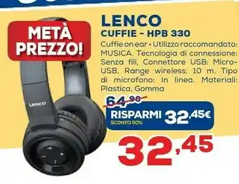 Euronics Lenco HPB-330 Cuffie Berretto Nero offerta