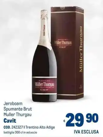 Metro Jeroboam Spumante Brut Muller Thurgau Cavit offerta