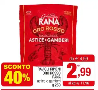 Gran mercato RAVIOLI RIPIENI ORO ROSSO RANA astice e gamberi g 250 offerta